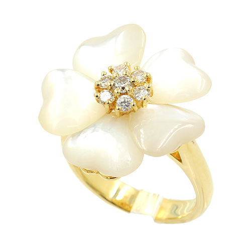 ポンテヴェッキオ シェル ダイヤモンドリング フラワー #12