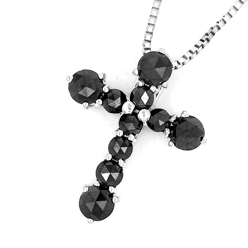 ブラックダイヤモンドネックレス クロス