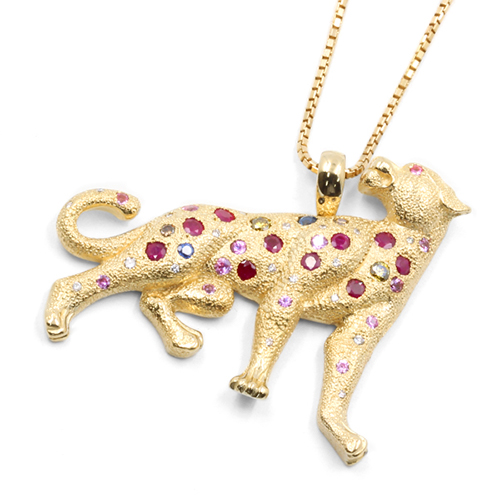 ルビー サファイア ダイヤモンドネックレス パンサー