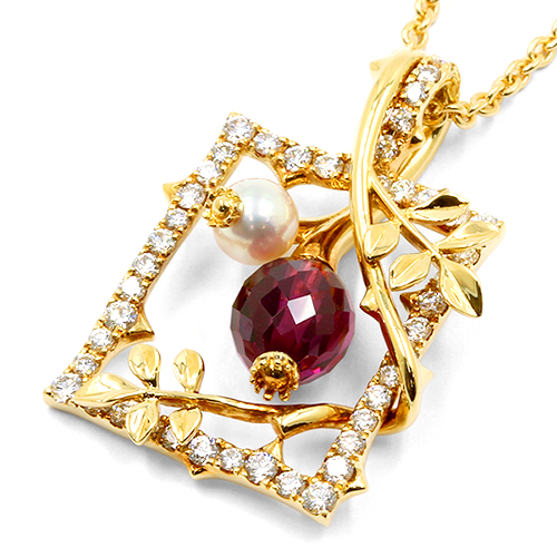 ガーネット ダイヤモンド パールネックレス
