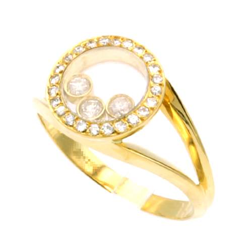 ハッピーダイヤモンド サークルダイヤ巻き 3ポイントダイヤリング