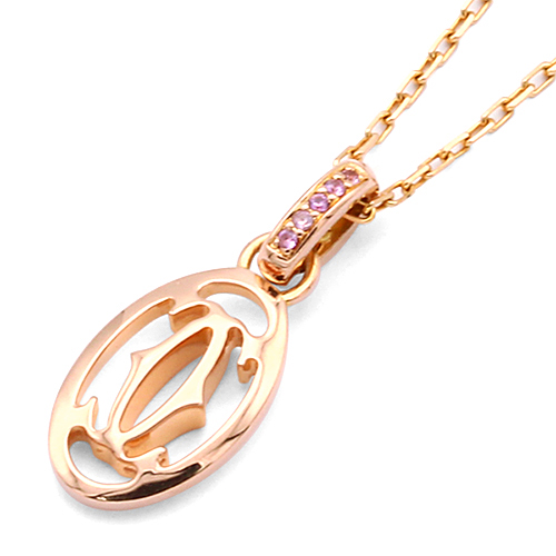 ロゴドゥーブルC ピンクサファイアネックレス