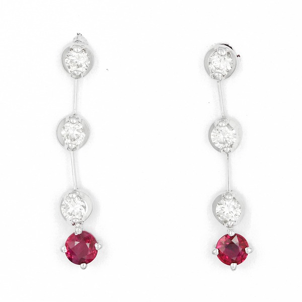 非加熱ルビーダイヤピアス