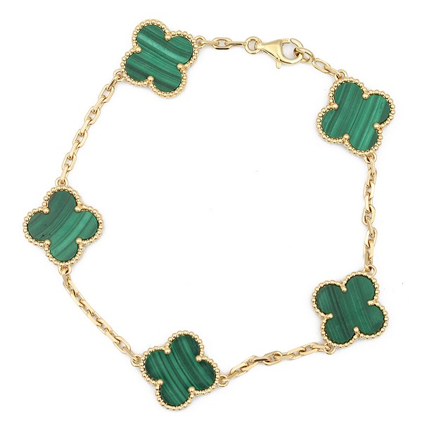 ヴィンテージアルハンブラ 5Pモチーフ マラカイト ブレスレット