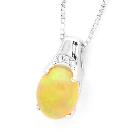 天然オパール ダイヤモンドネックレス