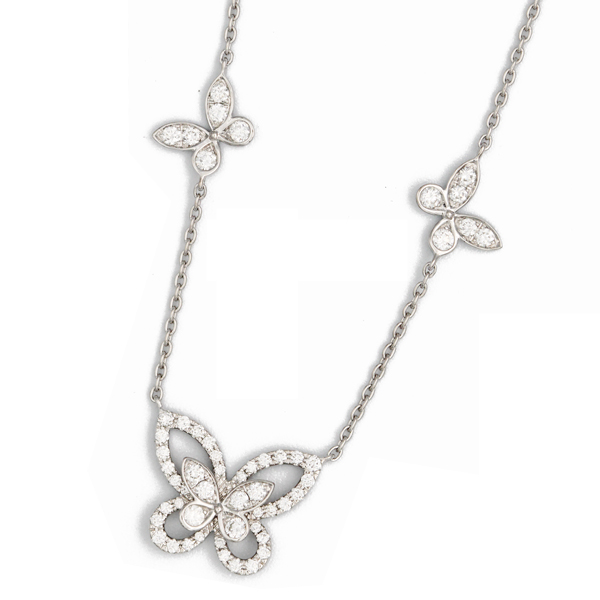マルチ バタフライ シルエット ダイヤモンド ペンダント